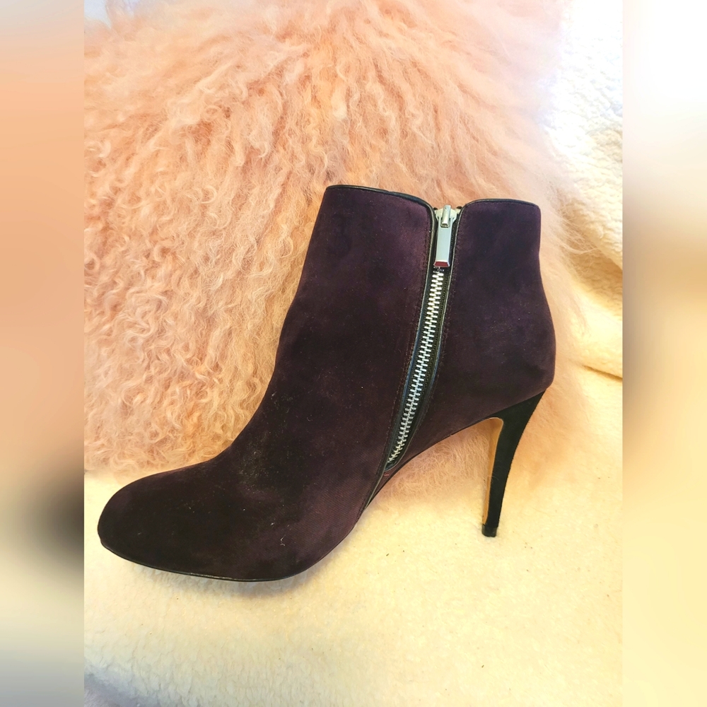 Lands End Purple Velvet Ankle Boots